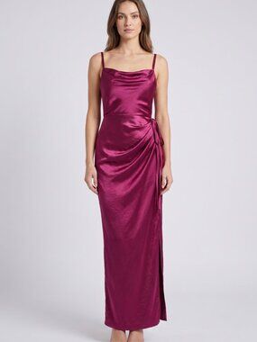 NWT Lioness Walk The Line Pink Satin Midi Dress Large